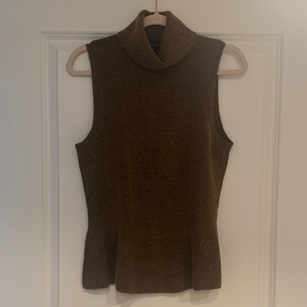 White House Black Market Sleeveless Turtleneck Sweater in Brown